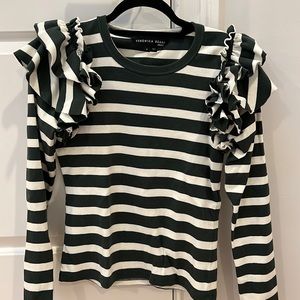 Ruffle detail striped sweater